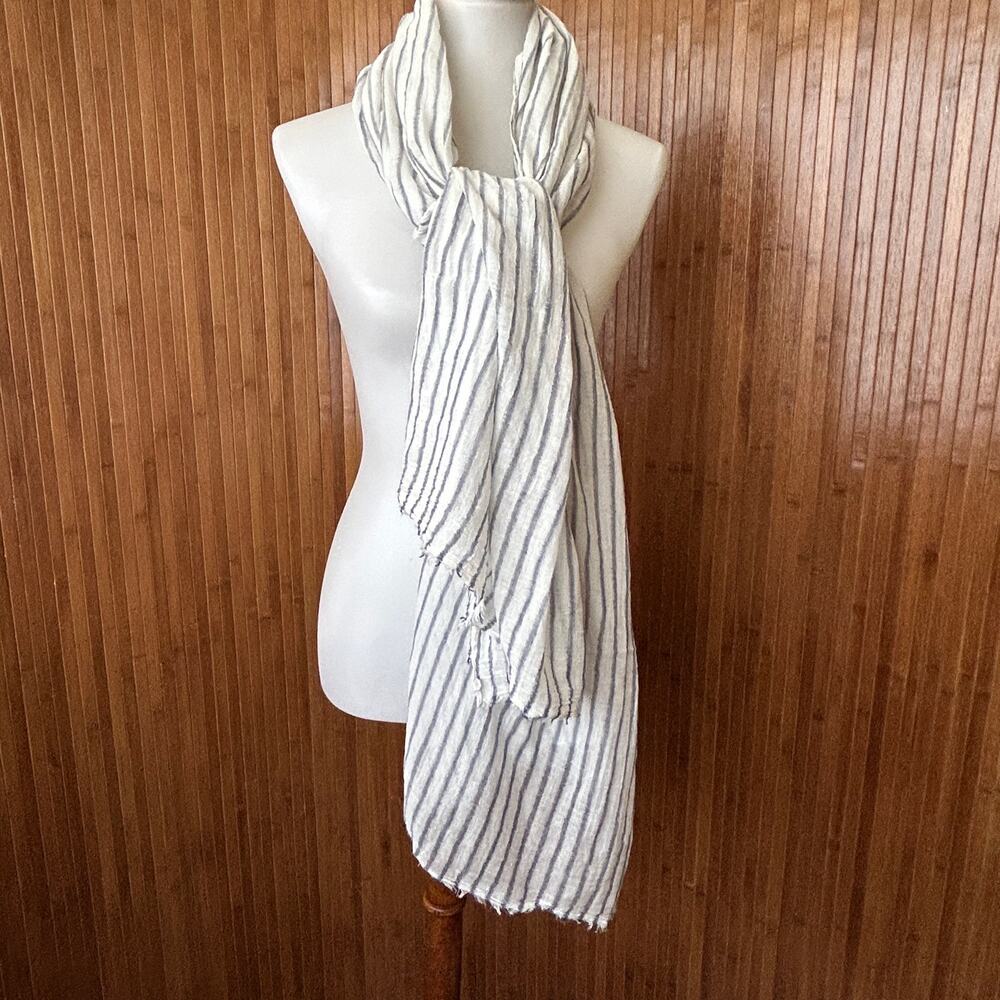 Mare di Latte Lightweight Blue White Striped Cotton Scarf Wrap Pareo